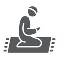 Islamic prayer glyph icon, religion and pray, muslim prayer sign, vector graphics, a solid pattern on a white background Royalty Free Stock Photo