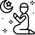 Islamic prayer icon, ramadan festival related vector