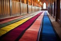 islamic prayer mats lined up in a mosque