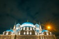 Islamic or ramadan background photo. Eminonu New Mosque or Yeni Cami at night Royalty Free Stock Photo