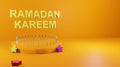 Islamic Ramadan Kareem greeting card design background, perfect for Islamic and Eid al fitr banners, 3d background rendering