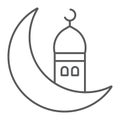 Islamic ramadan thin line icon, arabic and islam, ramadam kareem sign, vector graphics, a linear pattern on a white