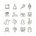 Islamic religion vector thin line icons