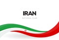 The Islamic Republic of Iran waving flag banner. Iranian patriotic ribbon poster. Independence day of Persia. Persian