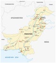 Islamic Republic of Pakistan road vector map