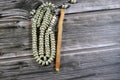 An Islamic rosary and traditional Miswak stick, The miswak is a teeth-cleaning twig made from the Salvadora persica tree, used