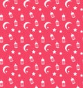 Islamic Seamless Pattern with Arabic Lamps, Crescents and Stars Royalty Free Stock Photo