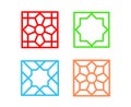 Islamic square tile pattern on white, vector art