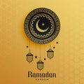 Islamic style golden ramadan kareem greeting design