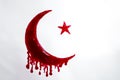 Islamic symbol ,Crescent and Star, scribbled with blood on white background