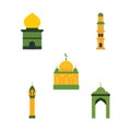 Islamic Symbol Elements of Dome Mosque Building with Minaret in Ramadan Theme Royalty Free Stock Photo