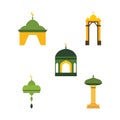Islamic Symbol Elements of Dome Mosque Building with Minaret in Ramadan Theme Royalty Free Stock Photo