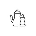 Islamic teapot and glass line icon
