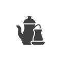 Islamic teapot and glass vector icon