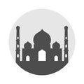 Islamic grey mosque, icon, isolated on white background