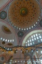 Islamic vertical background photo. Interior of Suleymaniye Mosque.