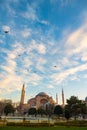 Islamic vertical photo. Hagia Sophia or Ayasofya Mosque in the morning. Royalty Free Stock Photo