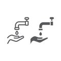 Islamic wudu line and glyph icon, arabic and prayer, hand wash sign, vector graphics, a linear pattern on a white Royalty Free Stock Photo