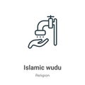 Islamic wudu outline vector icon. Thin line black islamic wudu icon, flat vector simple element illustration from editable