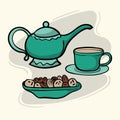 Simple colored hand drawn of Islamic teapot
