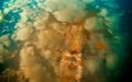 Island aerial view and clouds reflection