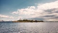 Island with Alcanada Lighthouse, Mallorca Royalty Free Stock Photo