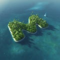 Island Alphabet. Paradise tropical island in the form of letter M Royalty Free Stock Photo