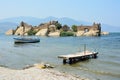 Island with ancient fortifications on Bafa lake in Mugla, Turkey