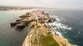 Island Baleal naer Peniche on the shore of the ocean in west coast of Portugal Royalty Free Stock Photo