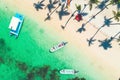 Island beach in Caribbean resort, Bavaro, Dominican Republic. Summer vacation. Aerial drone view over the seascape Royalty Free Stock Photo