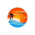 Island Beach Circle Nature Creative Logo