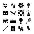 Island and Beach Solid Icons Set