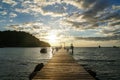 Island beach sunset pier thailand people couple silhouette