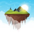 Island cartoon. Mountain and sun. Royalty Free Stock Photo