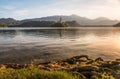 Island with Church in Bled Lake, Slovenia at Sunrise Royalty Free Stock Photo