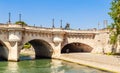 Island of the City. Quai des Orfevres. New bridge in Paris