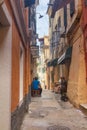 The island of Corfu. Streets of the city of Kerkyra, Ancient architecture. Summer landscape