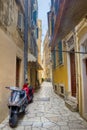 The island of Corfu. Streets of the city of Kerkyra, Ancient architecture. Summer landscape