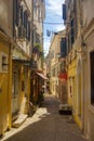 The island of Corfu. Streets of the city of Kerkyra, Ancient architecture. Summer landscape