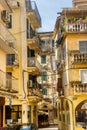 The island of Corfu. Streets of the city of Kerkyra, Ancient architecture. Summer landscape