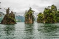 Island in the dam with tree from the boat view, Southern of Thailand