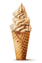 Island Delight: Rum Raisin Ice Cream Cone, Isolated on White Background - Generative AI