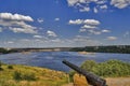 Island in the Dnieper near Zaporozhye hydroelectric plant