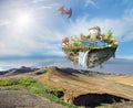 Island dragon flying over a mountain landscape