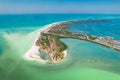 Island. Florida beach. Panorama of Honeymoon Island State Park. Summer vacation in USA. Blue-turquoise color of salt water