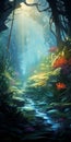 Vibrant Underwater Forest: Wavy Water With Luminous Palette And Detailed Character Illustrations