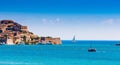 The island fortress of Spinalonga, Crete, Greece Royalty Free Stock Photo