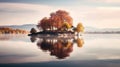 Dreamy Autumn Island: A Soft And Serene Vray Tracing Depiction