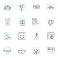 Island getaways linear icons set. Seclusion, Paradise, Beach, Adventure, Escapist, Serenity, Exotic line vector and Royalty Free Stock Photo