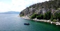 Island golem grad in a lake prespa,macedonia